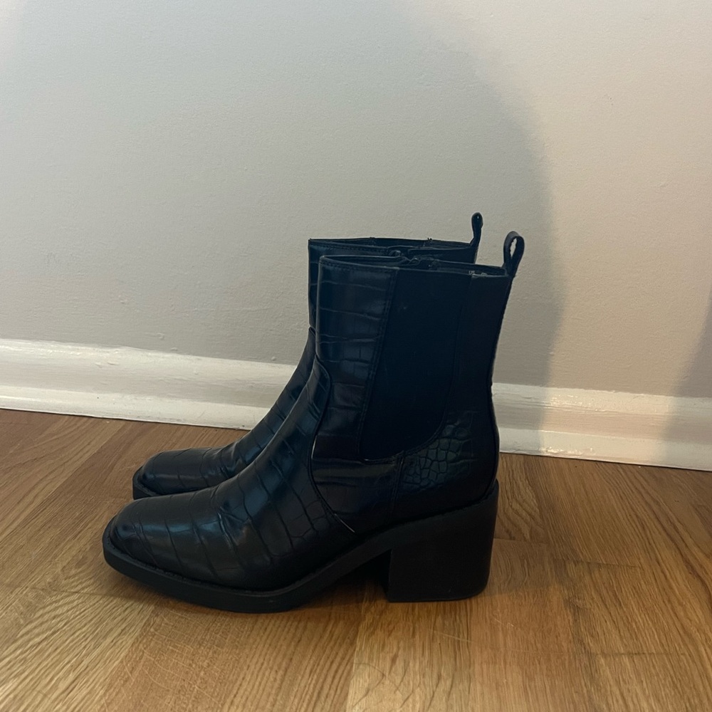 Black Snake Skin Booties